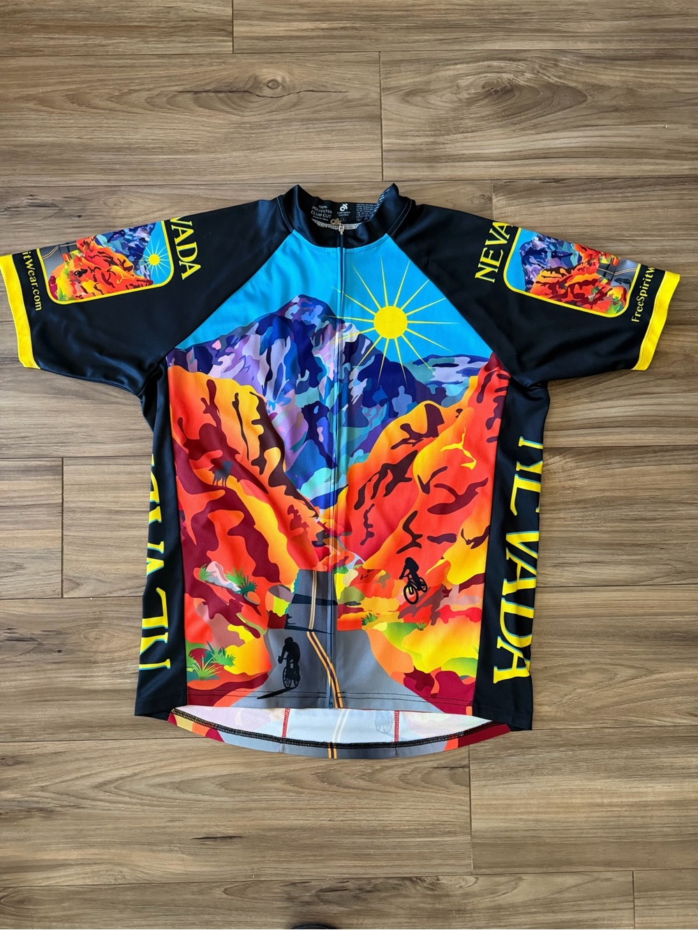 Nevada Multicolor Cycling Jersey - Bright Sunset Print- size Men’s Large
